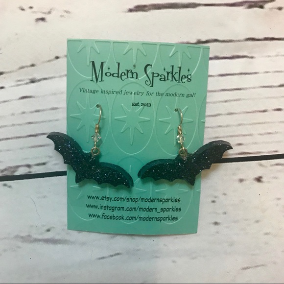 modern sparkles Jewelry - Modern Sparkles Halloween Dangle Bat Earrings